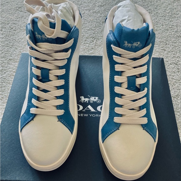 COACH Clip Leather High Top CE512 Women's Lace up Logo Patch Sneaker Shoes 6.5 - Picture 5 of 8